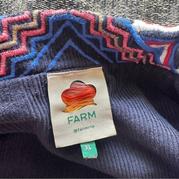 FARM RIO Embroidered Corduroy Jumpsuit in Navy Blue Size XL - Picture 4 of 10